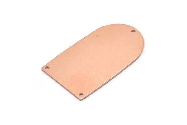 Copper D Shape, 2 Raw Copper D Shape Charms With 3 Hole, Pendants, Earring Findings (35x20x0.80mm) M03182