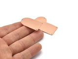Copper D Shape, 2 Raw Copper D Shape Charms With 3 Hole, Pendants, Earring Findings (35x20x0.80mm) M03182