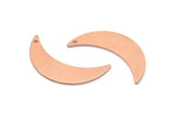 Copper Moon Charm, 6 Raw Copper Crescent Moon Charms With 1 Hole (28x8x0.80mm) M03129