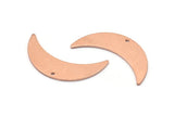 Copper Moon Charm, 6 Raw Copper Crescent Moon Charms With 1 Hole (28x8x0.80mm) M03142