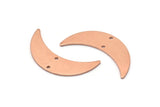 Copper Moon Charm, 6 Raw Copper Crescent Moon Charms With 2 Holes (28x8x0.80mm) M03130