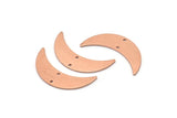 Copper Moon Charm, 6 Raw Copper Crescent Moon Charms With 2 Holes (28x8x0.80mm) M03130