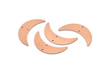Copper Moon Charm, 6 Raw Copper Crescent Moon Charms With 2 Holes (28x8x0.80mm) M03130