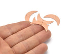 Copper Moon Charm, 6 Raw Copper Crescent Moon Charms With 2 Holes (28x8x0.80mm) M03130