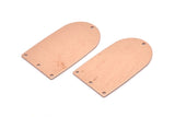 Copper D Shape, 2 Raw Copper D Shape Charms With 4 Hole, Pendants, Earring Findings (35x20x0.80mm) M03183