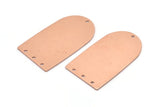 Copper D Shape, 2 Raw Copper D Shape Charms With 4 Hole, Pendants, Earring Findings (35x20x0.80mm) M03181