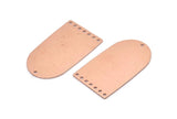 Copper D Shape, 2 Raw Copper D Shape Charms With 8 Hole, Pendants, Earring Findings (35x20x0.80mm) M03191
