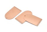 Copper D Shape, 2 Raw Copper D Shape Charms With 8 Hole, Pendants, Earring Findings (35x20x0.80mm) M03191