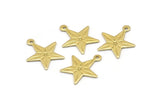 Brass Star Charm, 24 Raw Brass Star Charms With 1 Loop, Pendants, Findings (18x15x0.80mm) A0922