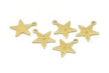 Brass Star Charm, 24 Raw Brass Star Charms With 1 Loop, Pendants, Findings (18x15x0.80mm) A0922