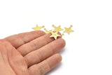 Brass Star Charm, 24 Raw Brass Star Charms With 1 Loop, Pendants, Findings (18x15x0.80mm) A0922