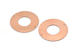 Copper Round Charm, 2 Raw Copper Round Tags, Round Charms With 2 Holes (35x0.80mm) M03229