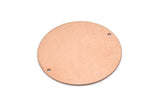 Copper Round Charm, 2 Raw Copper Round Tags, Round Charms With 2 Holes (35x0.80mm) M03226