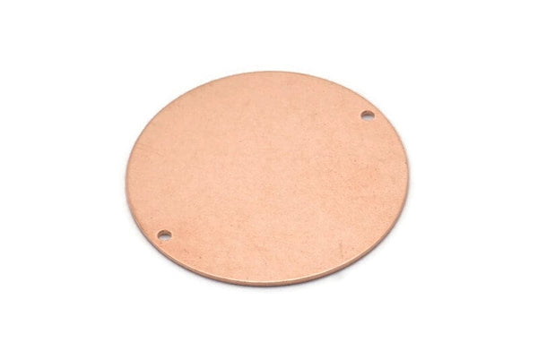 Copper Round Charm, 2 Raw Copper Round Tags, Round Charms With 2 Holes (35x0.80mm) M03226