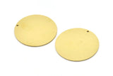 Brass Round Charm, 2 Raw Brass Charms With 1 Hole, Pendants, Findings (32x1mm) M03219
