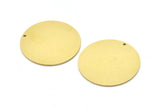 Brass Round Charm, 2 Raw Brass Charms With 1 Hole, Pendants, Findings (37x1mm) M03220