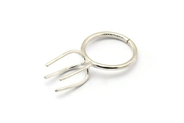 Claw Ring Settings - 925 Silver 4 Claw Ring Blanks For Natural Stones N0117