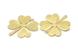 Brass Leaf Charm, 4 Raw Brass Four Leaf Clover Charms With 1 Hole, Charm Earrings (35x32x0.80mm) M02986