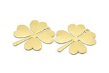 Brass Leaf Charm, 4 Raw Brass Four Leaf Clover Charms With 1 Hole (35x32x0.80mm) M02985