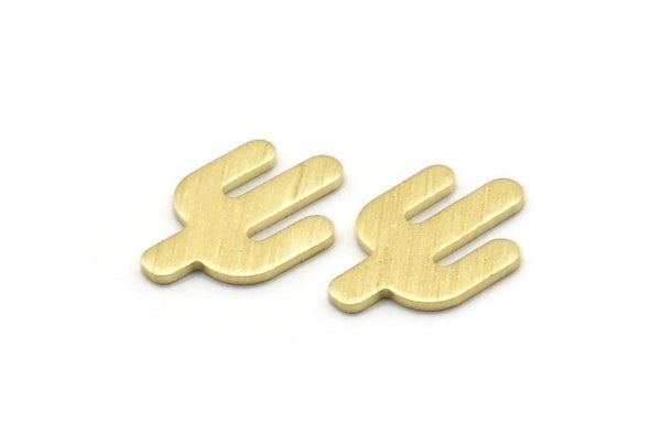 Brass Cactus Blank, 24 Textured Raw Brass Cactus, Tiny Cactus Blanks (14x9x0.80mm) M02998