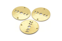 Brass Moon Charm, 12 Raw Brass Moon Phases Charms With 2 Holes (18x0.80mm) M02953