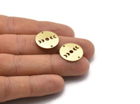 Brass Moon Charm, 12 Raw Brass Moon Phases Charms With 2 Holes (18x0.80mm) M02953