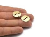 Brass Moon Charm, 12 Raw Brass Moon Phases Charms With 2 Holes (18x0.80mm) M02953