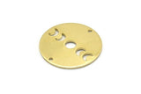 Brass Moon Charm, 6 Raw Brass Moon Phases Charms With 2 Holes (22x0.80mm) M02927