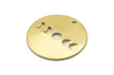 Brass Moon Charm, 12 Raw Brass Moon Phases Charms With 1 Hole (18x0.80mm) M02952