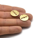 Brass Moon Charm, 12 Raw Brass Moon Phases Charms With 1 Hole (18x0.80mm) M02952