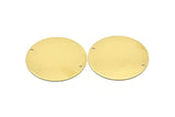Brass Round Charm, 2 Raw Brass Charms With 2 Holes, Pendants, Findings (35x0.80mm) M02976