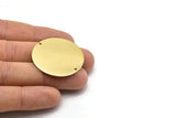 Brass Round Charm, 2 Raw Brass Charms With 2 Holes, Pendants, Findings (35x0.80mm) M02976
