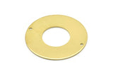 Brass Round Charm, 2 Raw Brass Charms With 2 Holes, Pendants, Findings (35x0.80mm) M02981