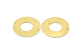 Brass Round Charm, 2 Raw Brass Charms With 2 Holes, Pendants, Findings (35x0.80mm) M02981