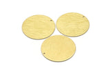 Brass Round Charm, 2 Textured Raw Brass Charms With 1 Hole, Pendants, Findings (35x0.80mm) M03002