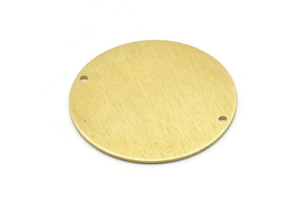 Brass Round Charm, 2 Textured Raw Brass Charms With 2 Holes, Pendants, Findings (35x0.80mm) M03001