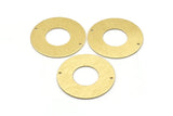 Brass Round Charm, 2 Textured Raw Brass Charms With 2 Holes, Pendants, Findings (35x0.80mm) M03005
