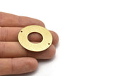 Brass Round Charm, 2 Textured Raw Brass Charms With 2 Holes, Pendants, Findings (35x0.80mm) M03005