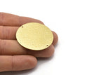 Brass Round Charm, 2 Textured Raw Brass Round Tags With 2 Holes (40x0.80mm) M02995