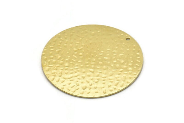 Brass Round Charm, 2 Textured Raw Brass Round Tags With 1 Hole (40x0.80mm) M02997