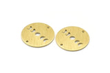 Brass Moon Charm, 12 Textured Raw Brass Moon Phases Charms With 2 Hole (18x0.80mm) M02971