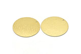 Brass Round Charm, 2 Textured Raw Brass Charms With 1 Hole, Pendants, Findings (35x0.80mm) M02991
