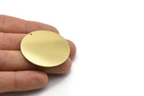 Brass Round Charm, 2 Raw Brass Charms With 1 Hole, Pendants, Findings (40x0.80mm) M02978