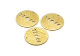 Brass Moon Charm, 12 Textured Raw Brass Moon Phases Charms With 1 Hole (18x0.80mm) M02970