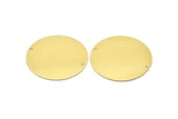 Brass Round Charm, 2 Raw Brass Charms With 2 Holes, Pendants, Findings (40x0.80mm) M02979