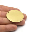 Brass Round Charm, 2 Raw Brass Charms With 2 Holes, Pendants, Findings (40x0.80mm) M02979
