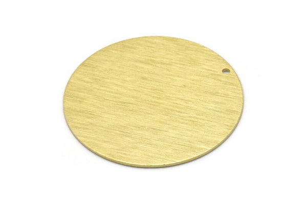 Brass Round Charm, 2 Textured Raw Brass Round Tags With 1 Hole (40x0.80mm) M02994