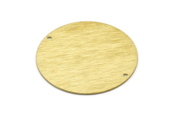 Brass Round Charm, 2 Textured Raw Brass Round Tags With 2 Holes (40x0.80mm) M03006