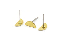Brass Geometric Earring, 12 Raw Brass Tiny Semi Circle Stud Earrings, Half Moon Earrings (9x4x0.80mm) M02356 A2547