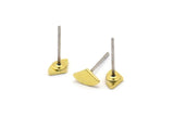 Brass Geometric Earring, 12 Raw Brass Tiny Pizza Slice Shaped Stud Earrings (6x4x0.80mm) M02463 A2552